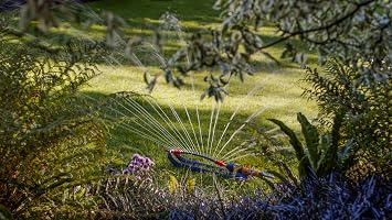 Hozelock | Rectangular Sprinkler AquaSave Pro 220 M | Oscillating Lawn Sprinkler | Adjustable Coverage | Customise Water Flow | Uniform Watering, Yellow & Grey