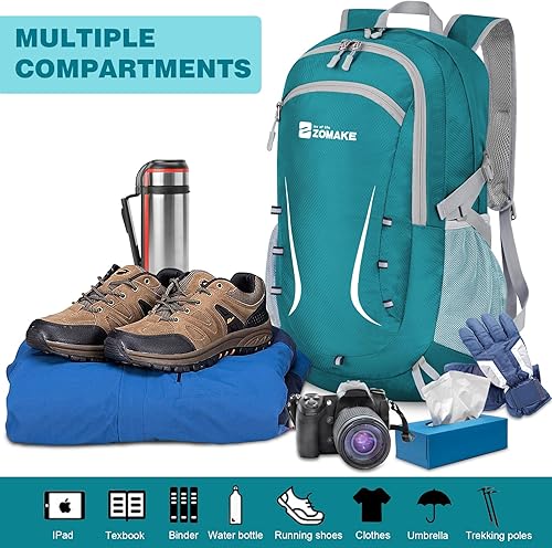 Vista 15 de Zomake - Mochila de senderismo plegable resistente al agua, mochila ligera de 40 litros para viajes, mochila plegable Amarillo,Negro -,Azul
