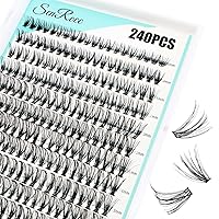 Vista 21 de Extensiones de racimos de pestañas, 240 unidades, extensiones de pestañas largas individuales 40D, aspecto natural, pestañas de imitación de visón