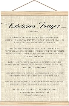 HKTZM Esthetician Prayer Wooden Poster Hanger Frame 12.517 Inch, Inspirational Quote Poster Hanger Frame, Gifts For Christian Office Decor