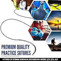 Vista 6 de Sutures Thread with Needle (24 Mixed 2/0, 3/0, 4/0) - Practicing Suturing; Taxidermy; Military Tactical Drill, Hospital Clinic Rotation, Camping