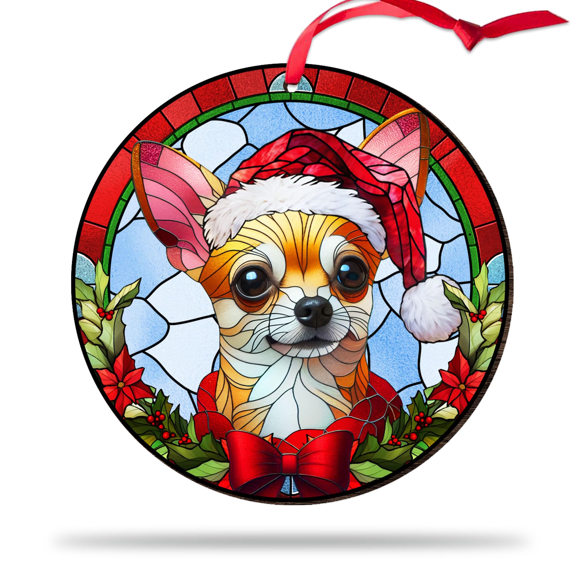 CEZII Dog Christmas Ornaments 2024, Chihuahua Ornament for Xmas Tree Decoration, Dog Gift for Pet Dog Lovers, Dog First Christmas Ornament, Pet Puppy Ornament, Chihuahua Gifts for Dog Owners