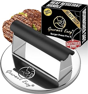 Gourmet Easy Burger Press Stainless Steel Burger Smasher with Heat-resistant Handle Dishwasher Safe Burger Press Professional Patty Press Perfect for Grilling/Roasting Meat Smash Burger Press
