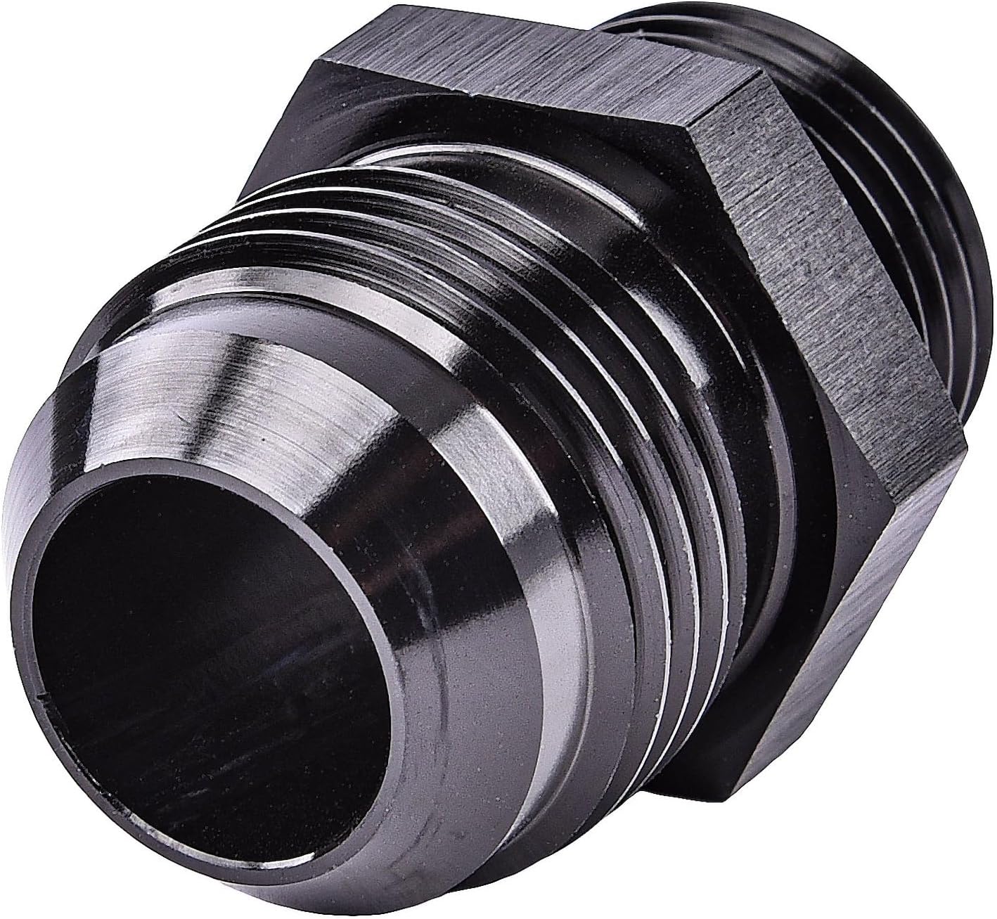 JEGS AN Port Adapter Fitting | -10 AN Port (7/8 �-14 Thread) To -12 AN Hose | Anodized Black Aluminum | 1 Per Package