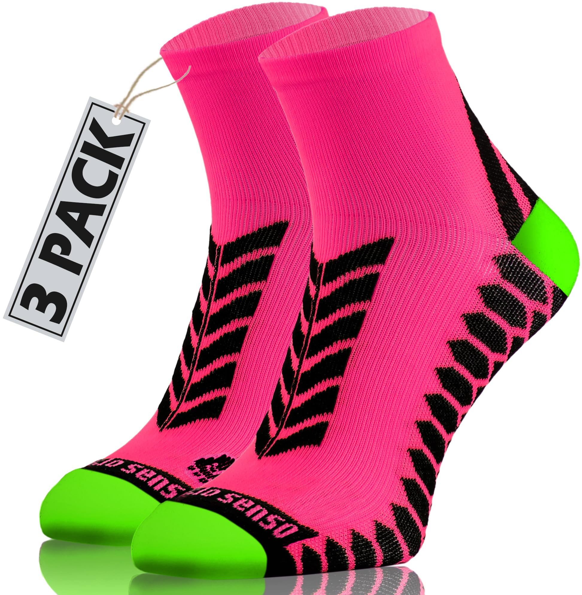 Sesto Senso Colourful Sports Socks Women Men Sneaker Cotton Running 3 Pairs 35-38 Pink