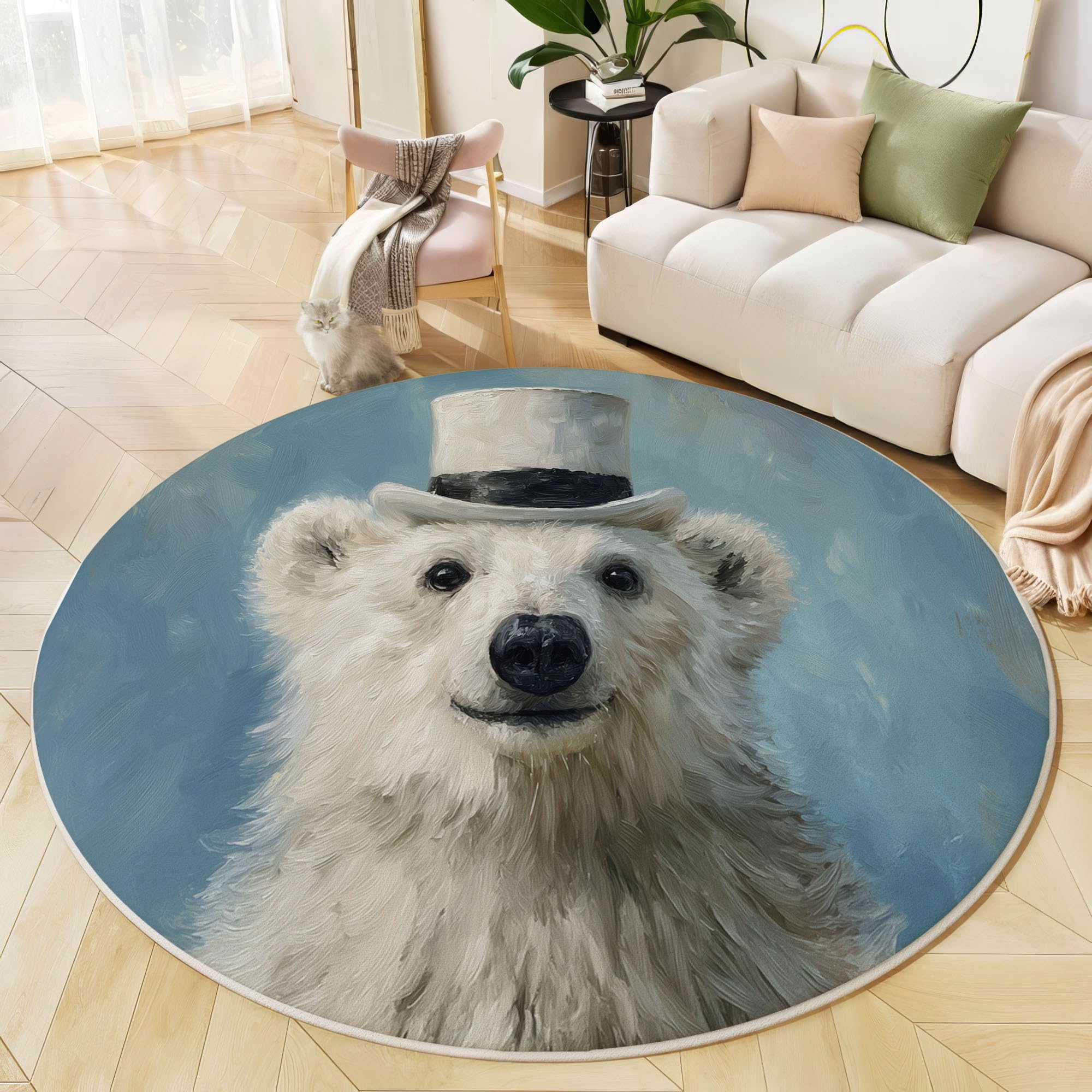 Tapis rond salon bleu foncé pour une chambre et un balcon cosy
