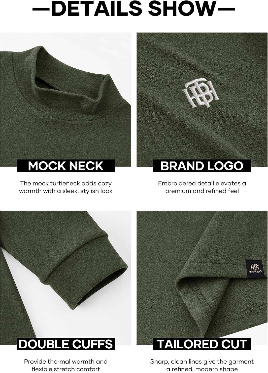 Mens Mock Turtleneck Shirts Thermal Fleece Stretchy Casual Long Sleeve Undershirt (S-XXL)