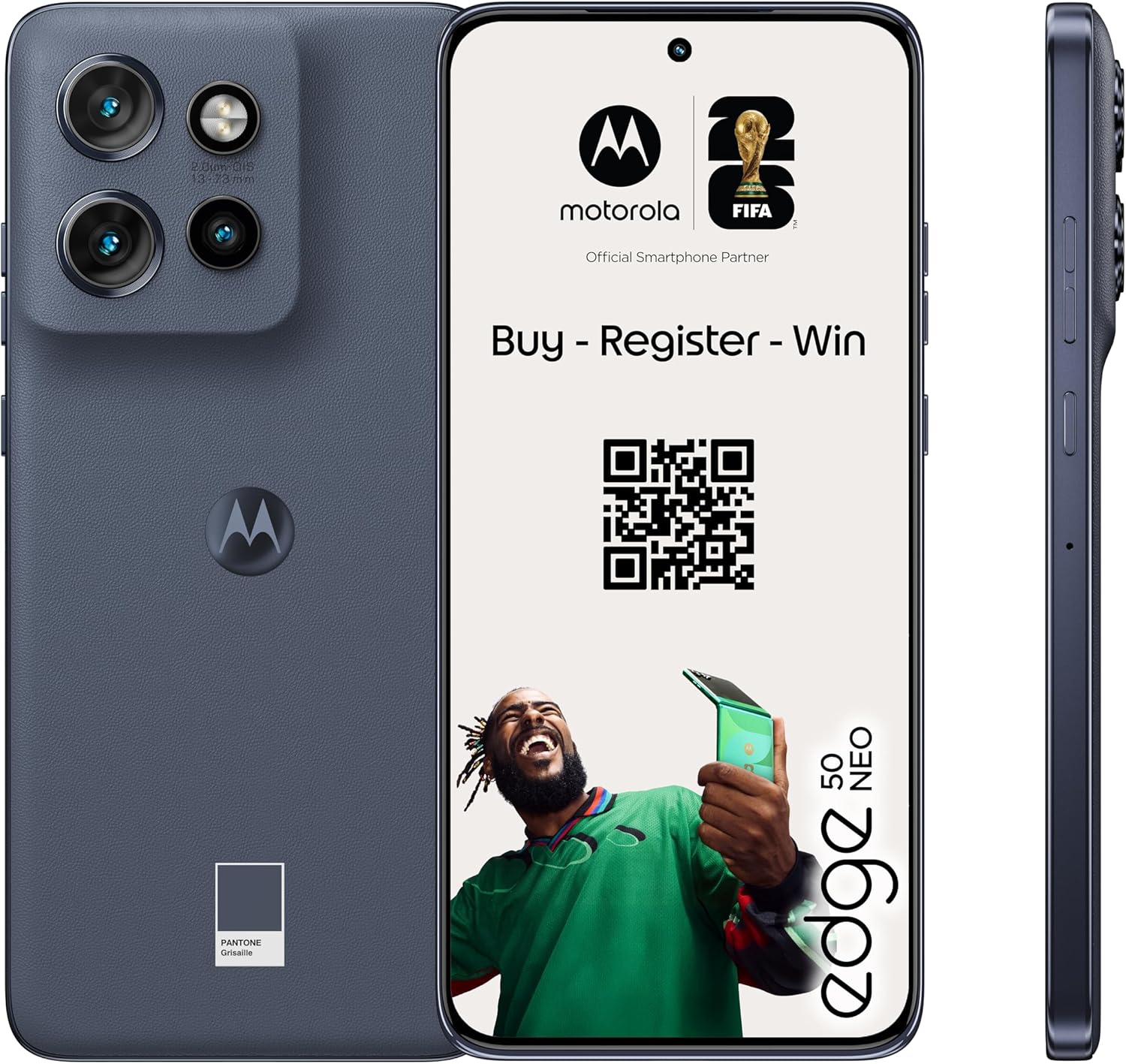 Motorola edge50 neo Pantone Grisaille (Vegan Faux Leather) 6.36" Super HD Display, 50MP Camera with Moto AI 8/256GB, 4310mAh, Android 14 – Motorola product photo