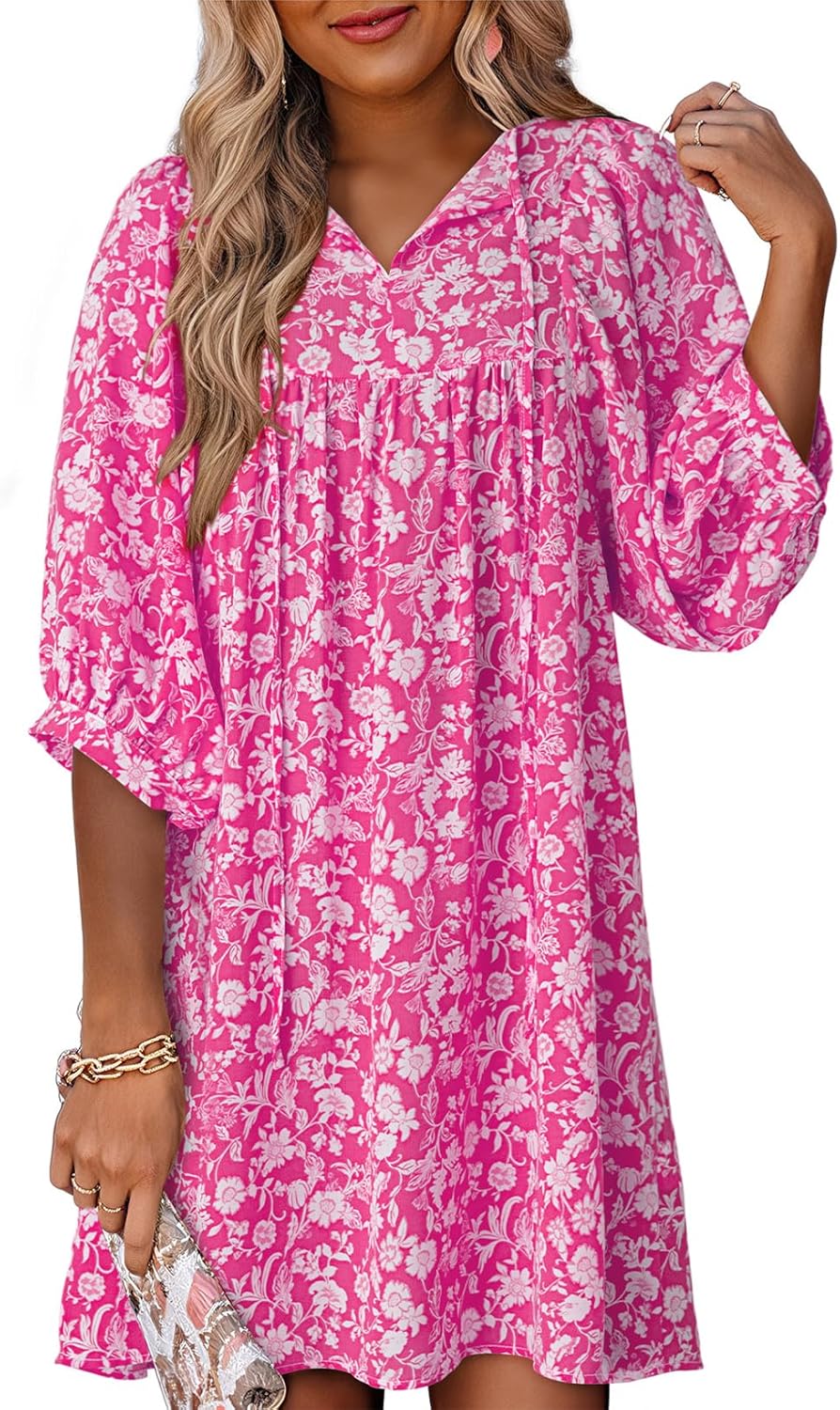 Dokotoo womens summer dresses boho floral drawstring chiffon mini