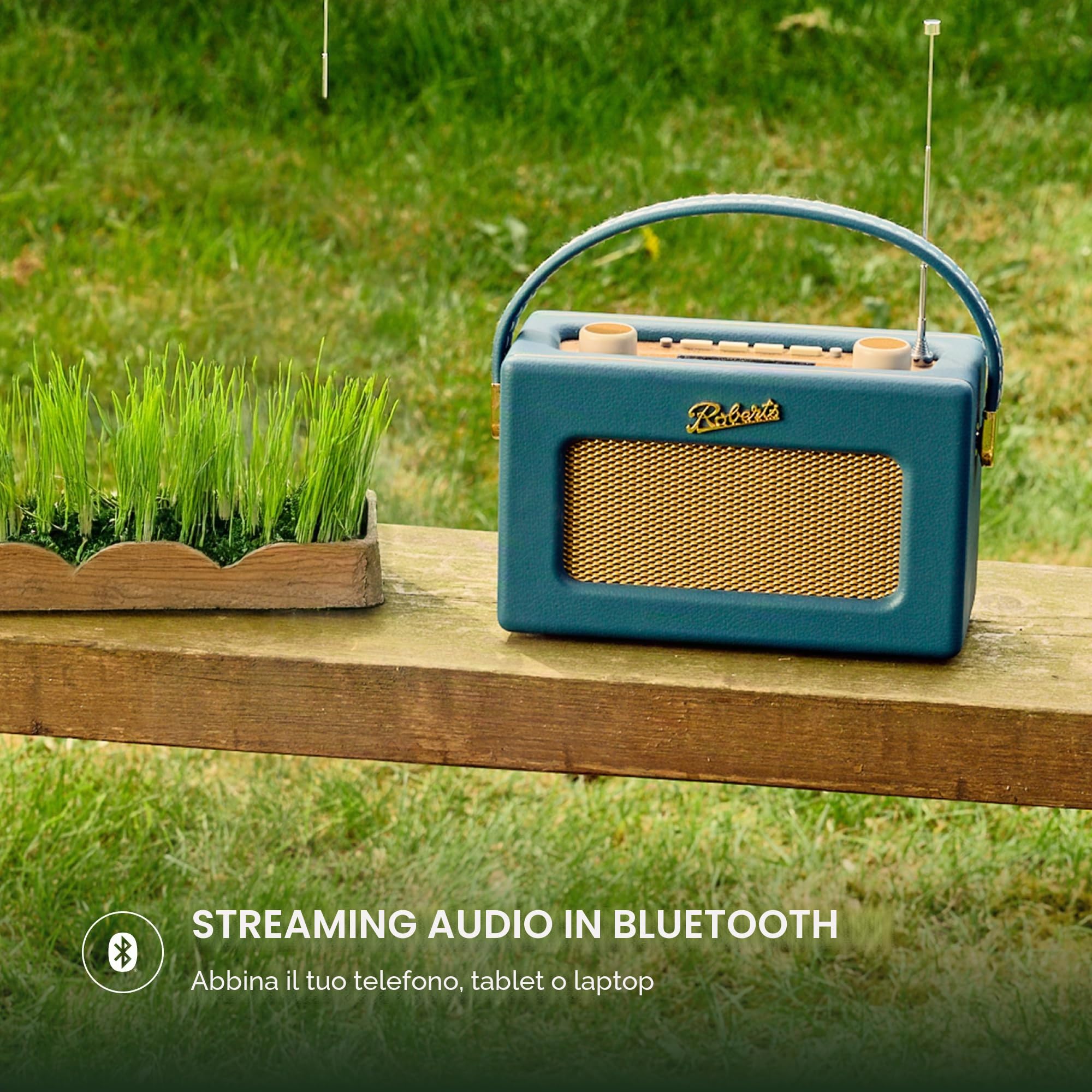Roberts Radio Rev-Uno Retro DAB+/FM - portatile con Bluetooth, colore: Blu acqua