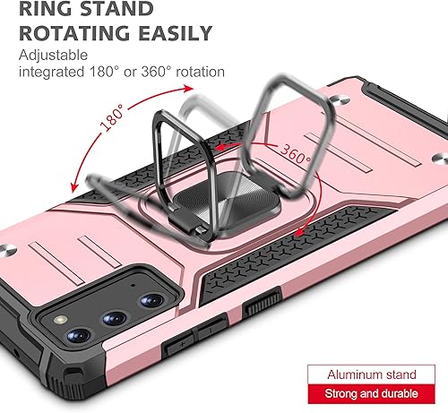 Miniatura 6 de Asuwish Funda compatible con Samsung Galaxy Note 20 y protector de pantalla de vidrio templado, soporte de anillo con soporte para teléfono Glaxay