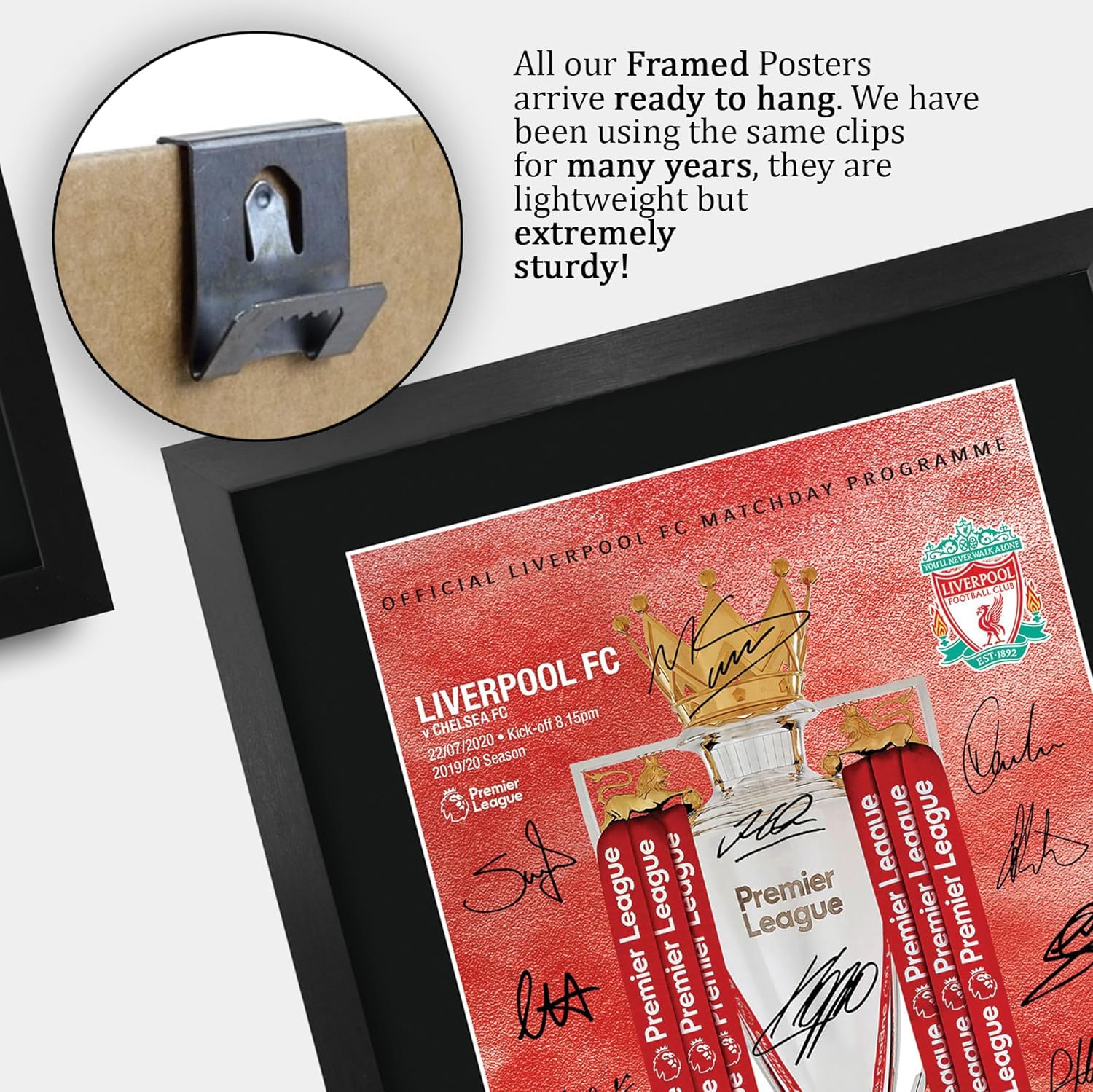 HWC Trading Liverpool Premier League Champions 19-20 Programme 16 x 12 inch Printed Memorabilia Signed Autograph Poster for Soccer Fans and Supporters - 16" x 12" Framed