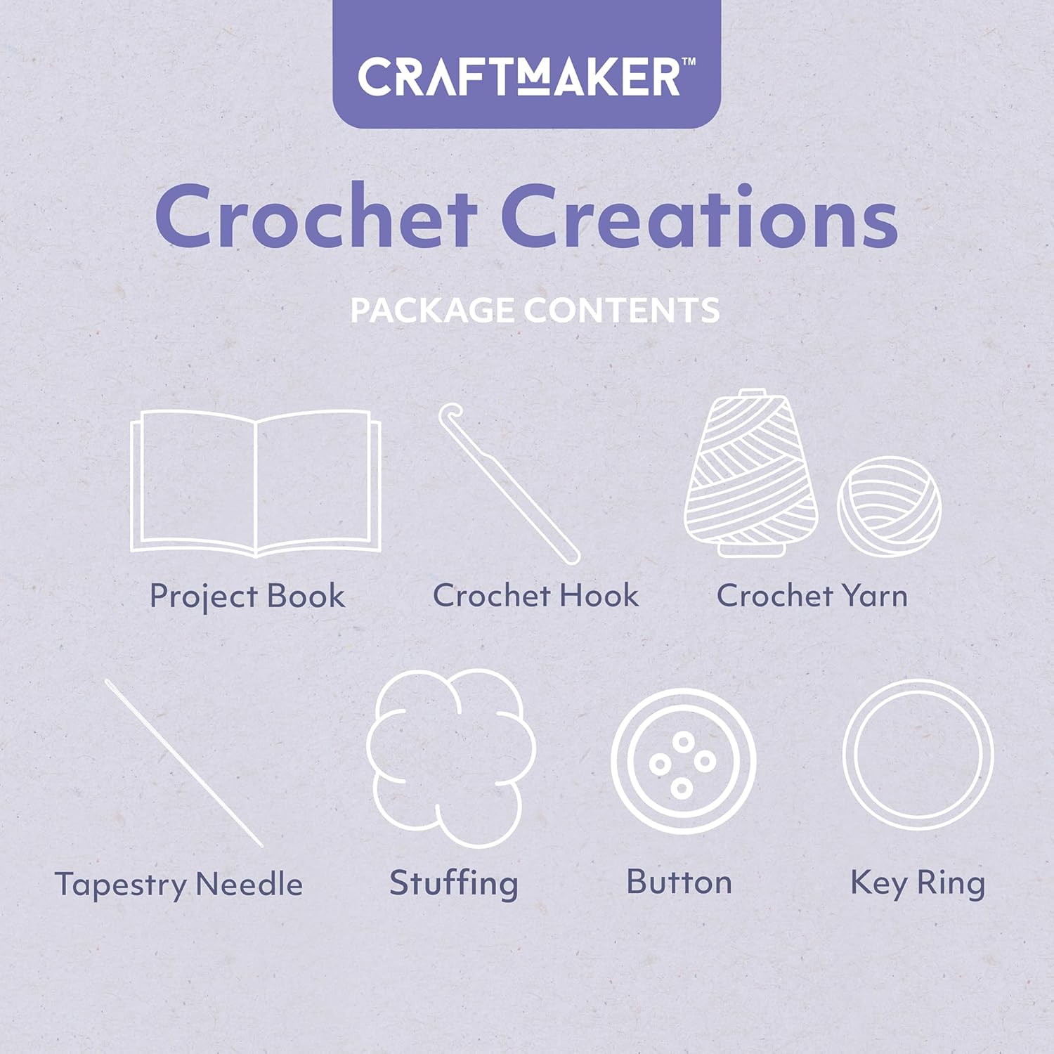 Craft Maker: Crochet Creations Kit - Learn to Crochet at Home, Mindful Craft Kit for Adults, Includes Yarn & Needles, Indoor Activity
