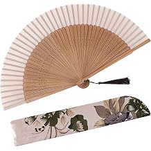 8.27"21cm Hand Held Bamboo Silk Folding Fan Foldable Hand Fan,Chinese/Japanese Charming Elegant Vintage Retro Style,Women Ladys Girls Best Gifts,Brown