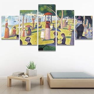 SIGNWIN Large Canvas Wall Art A Sunday on La Grande Jatte by Georges Seurat Abstract Plants Illustrations Impressionism Panoramic Relax/Calm Multicolor for Living Room, Bedroom, Office - 60"x32"