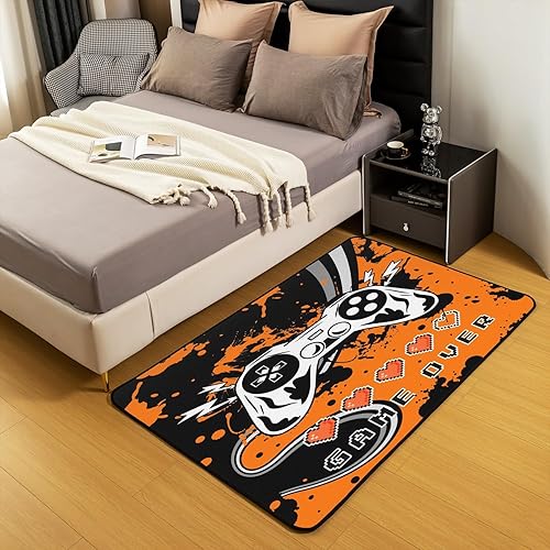 Miniatura 4 de Alfombra de juegos para niños de 5 x 7 pies, para sala de estar, dormitorio, moderna, controlador de consola de juegos, alfombra decorativa de