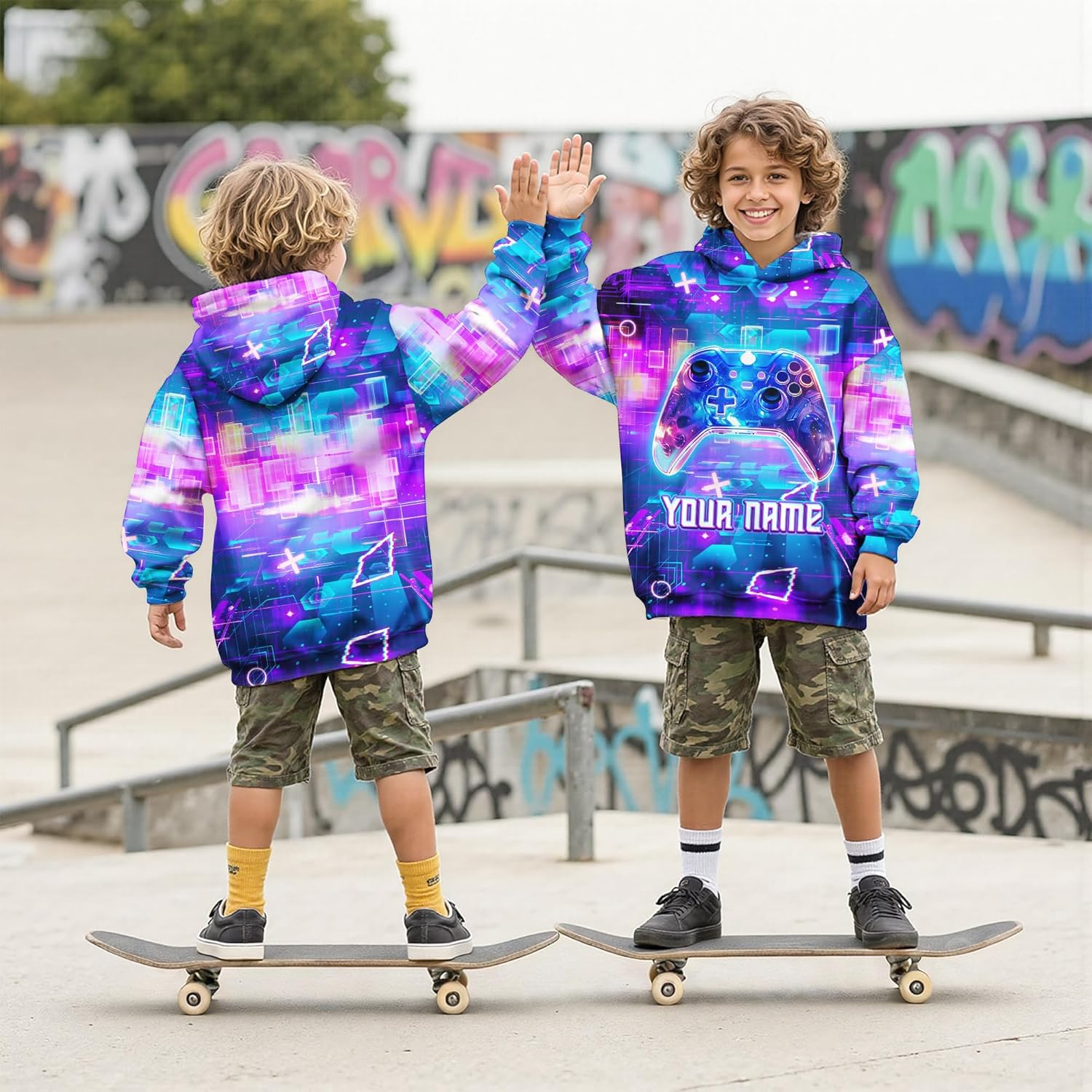 Boy Hoodies, Custom Gaming Hoodie for Gamer, Personalized Game Sweatshirt with Name, Soft Pullover for Kids - Image 2