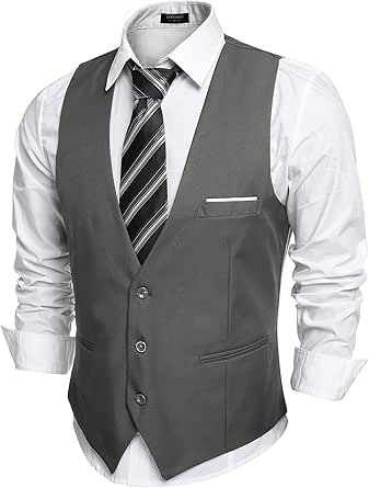 COOFANDY Men's Casual Business Suit Vest Slim Fit Formal Dress Waistcoat Vest