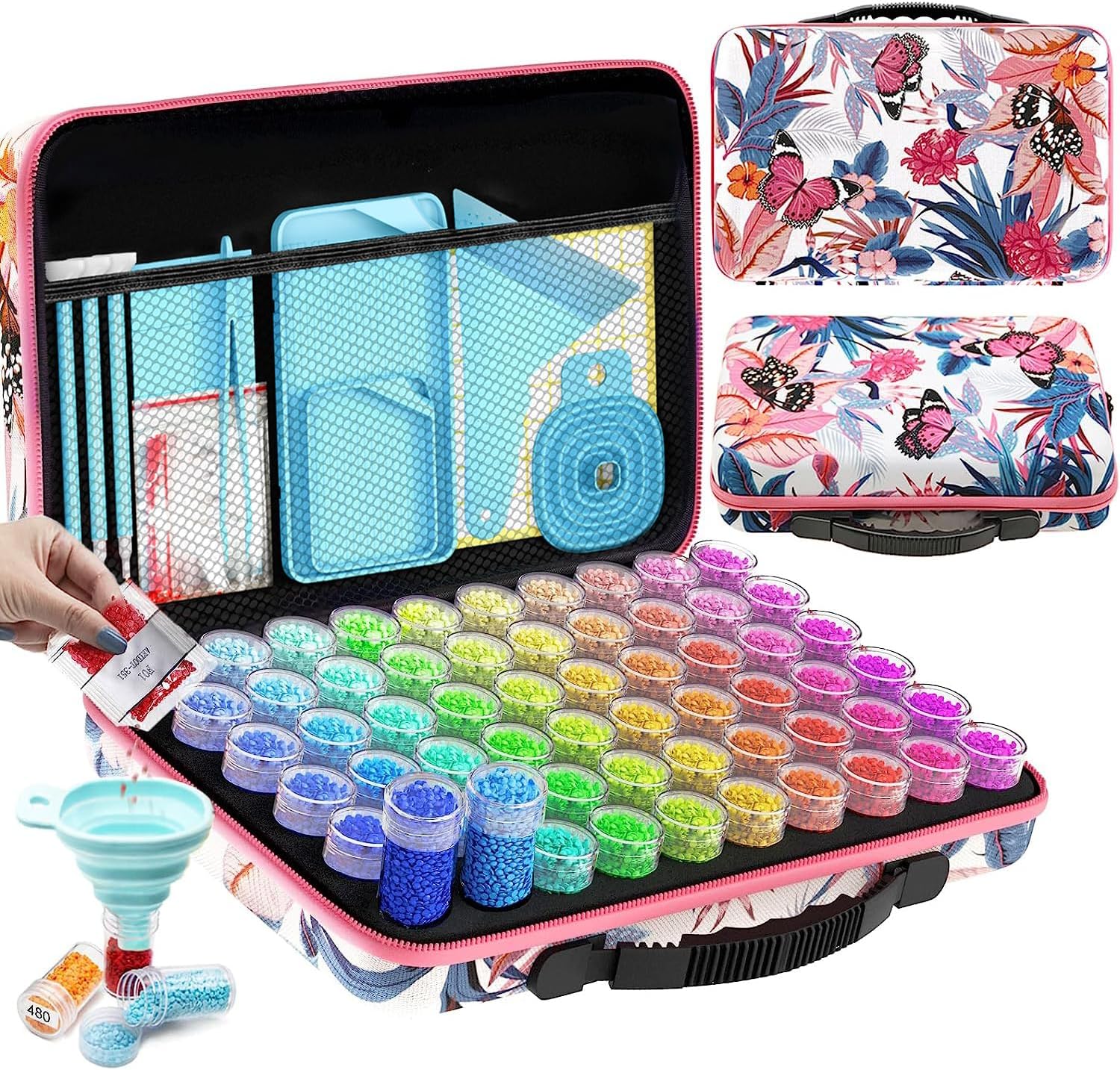 ARTDOT Diamond Painting Storage Containers, 60 Slots Diamond Art Accessories and Tools for 5D Diamond Painting Kits Organizer