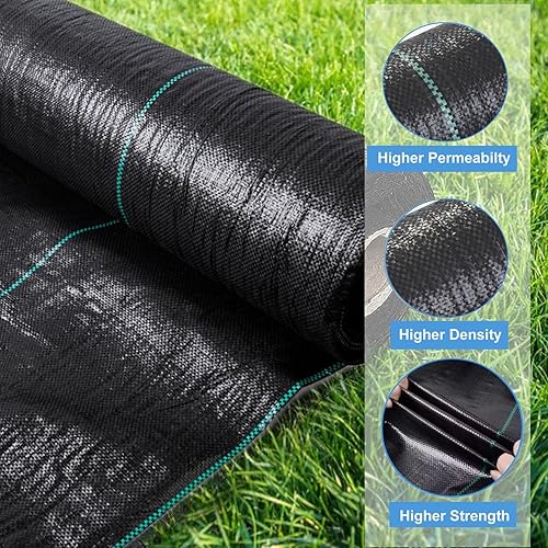 Miniatura 26 de Tela de paisaje de 6 pies x 50 pies, tela de paisaje resistente de alta calidad de 3.2 onzas, barrera de malezas, bloque de malezas, alfombrilla