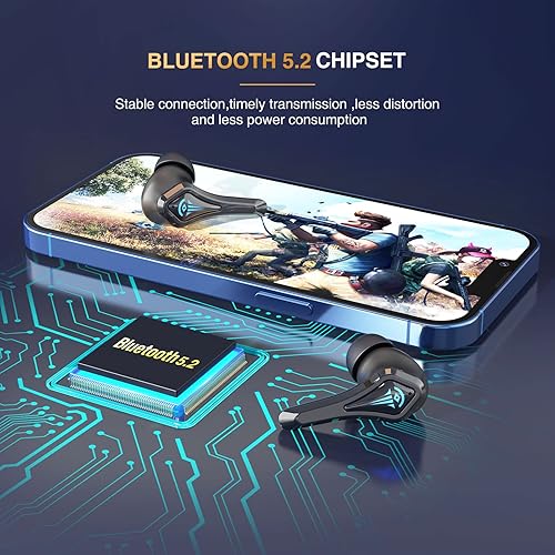 Miniatura 3 de Auriculares Bluetooth, auriculares inalámbricos para juegos de baja latencia de 50 ms, versión QTREE 5.2, cancelación de ruido, tiempo de