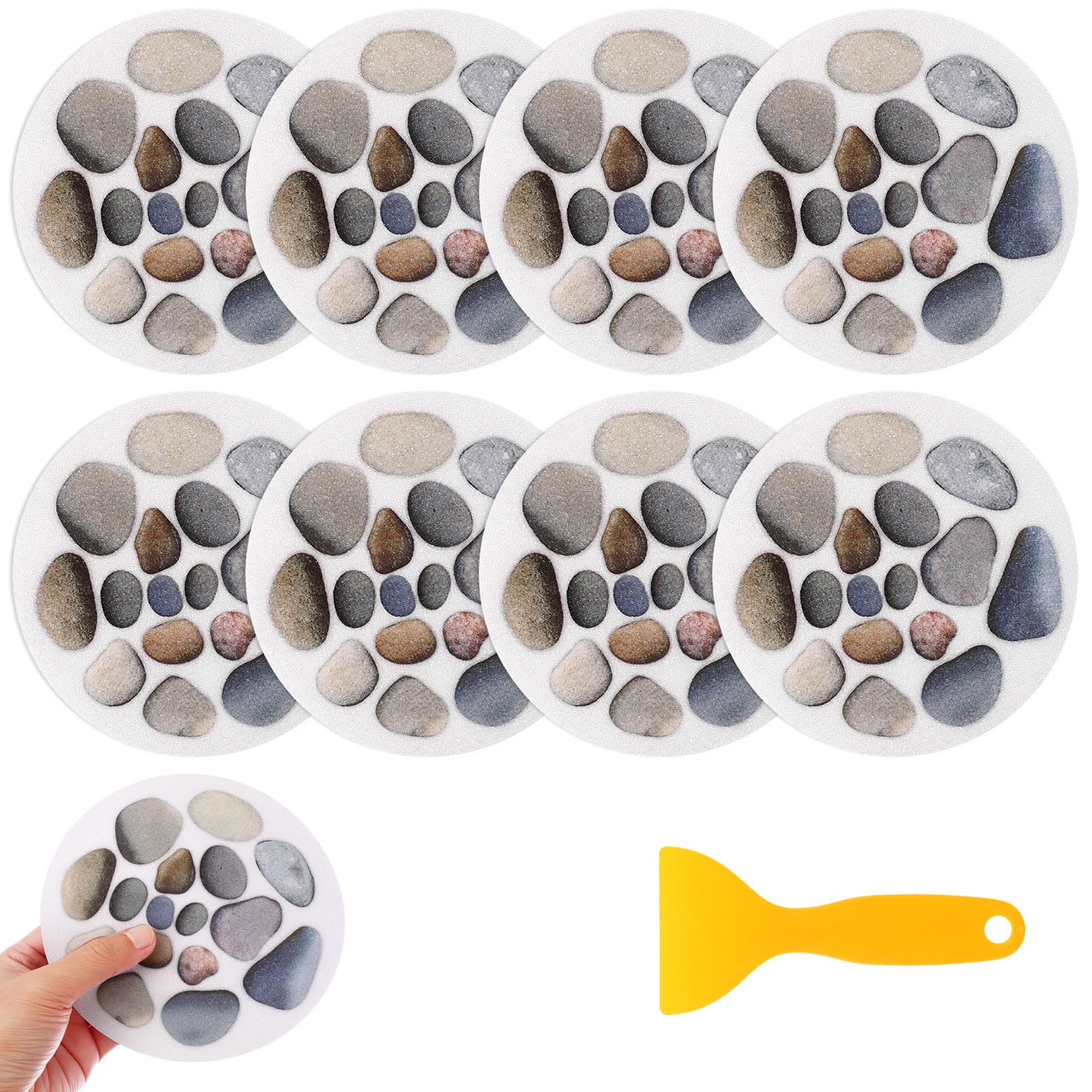 Cabilock 8Pcs Stone Pattern Anti-Slip Bathtub Stickers