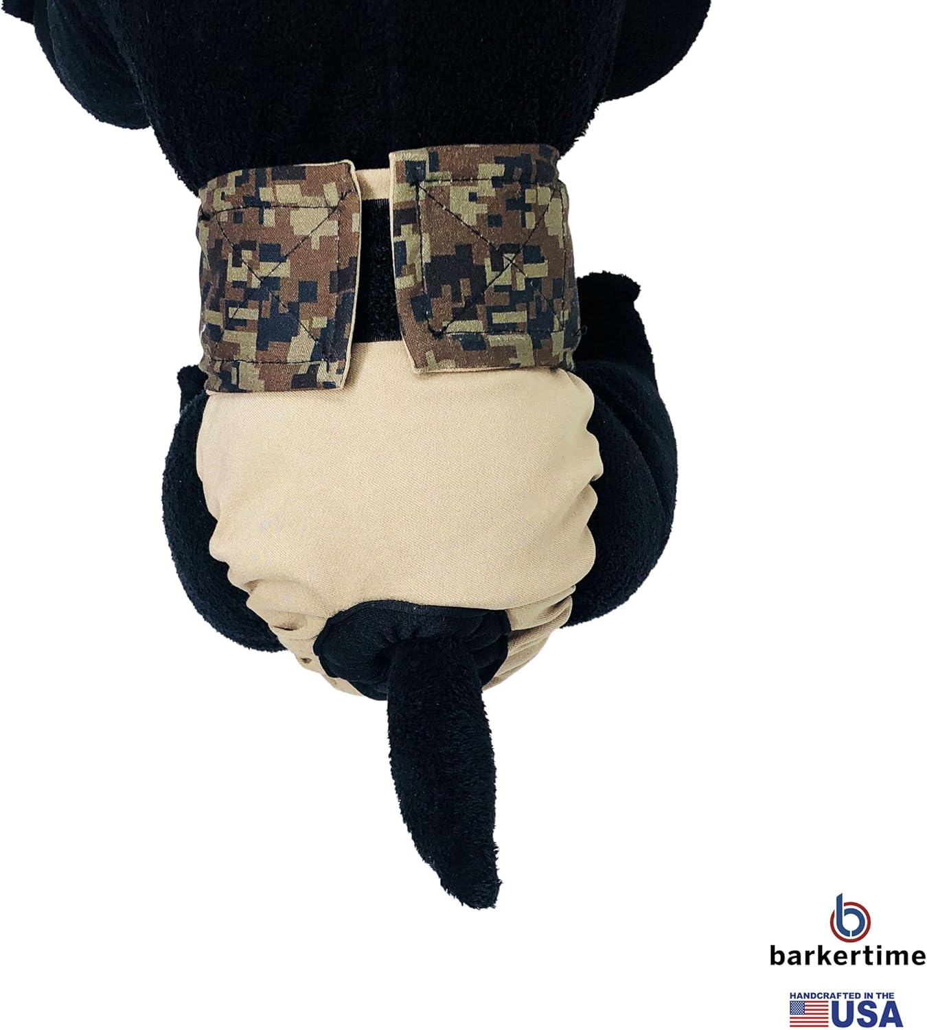 Digital Camo on Beige Dog Diaper, XL, Without Tail Hole - Made in USA