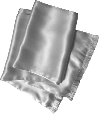 Royal Silk Aviator Scarf - GREY - Soft, Sleek, Stylish Double Layer - Genuine Satin Silk 100% Silk