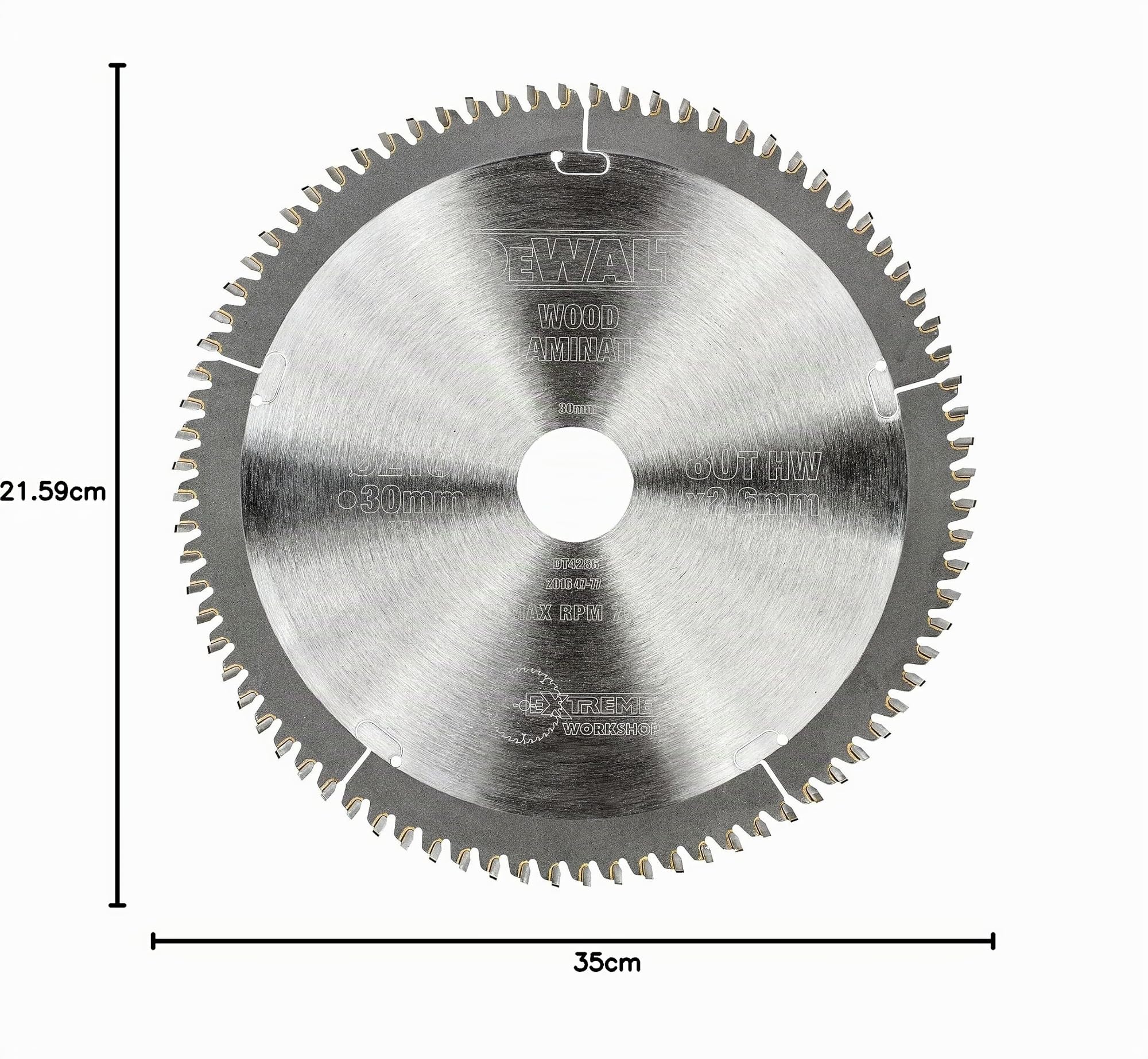 DeWalt DT4286-QZ - Hoja para sierra circular estacionaria, 216 x 30 mm, 80D TCG -5º