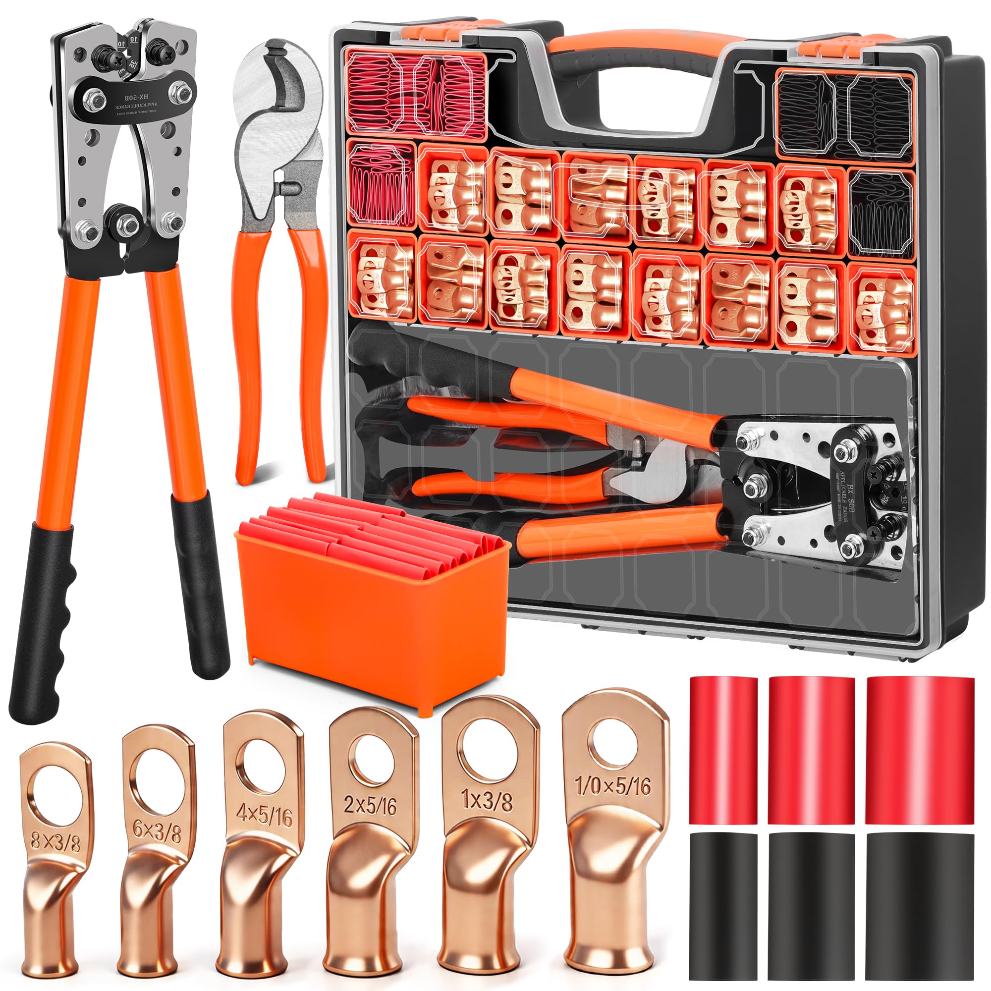 Kit pince sertissage câble batterie Kuject pour fixer solidement les cosses en cuivre AWG sans jeu