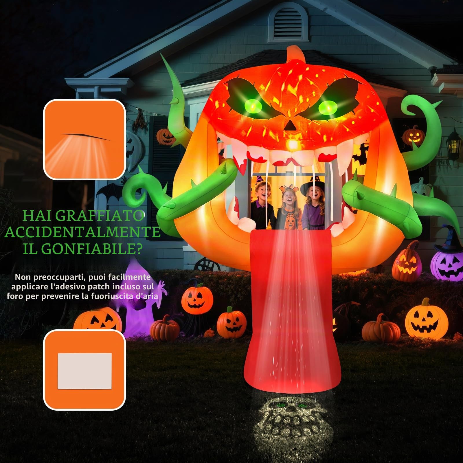 Kalolary 5FT Decorazione gonfiabile di Halloween, festa gonfiabile della decorazione di Halloween per il giardino del cortile prato decorazione interna esterna (Fantasma di Zucca)
