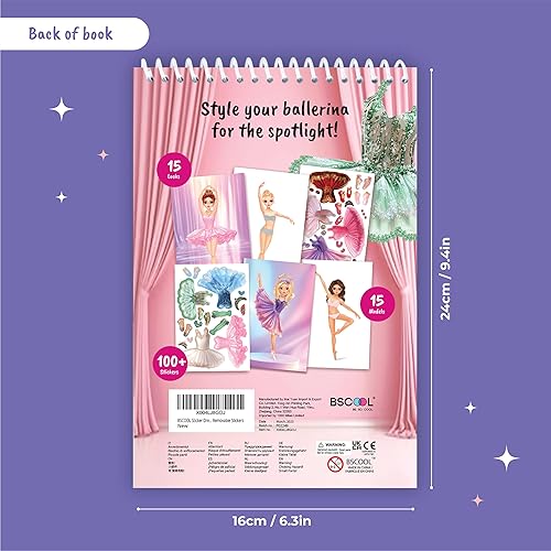 Miniatura 3 de Sticker Dress Up Ballet - Libro de actividades con calcomanías para niños. Aprende diseño de moda de ballet para niñas con calcomanías y guías