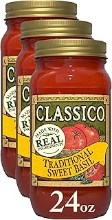 Classico Traditional Sweet Basil Tomato Spaghetti Pasta Sauce (24 Oz Jar) (Pack of 3)