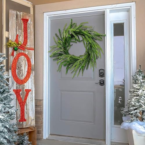 Miniatura 8 de 20 Inch Christmas Norfolk Pine Wreath, Real Looking Artificial Green Wreath Greenery Realistic Wreath (2PC)