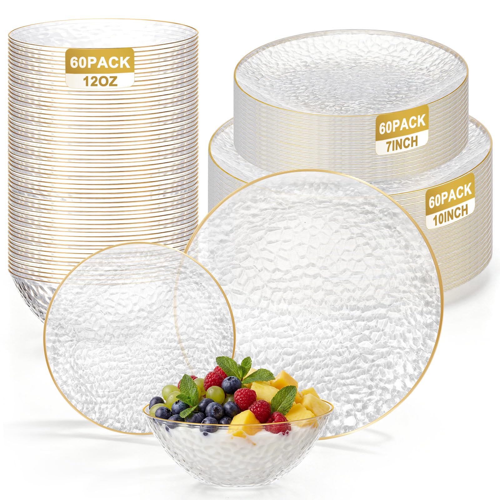 Havawish 90 Pcs Clear Plates & Bowls - 30 Guests -8