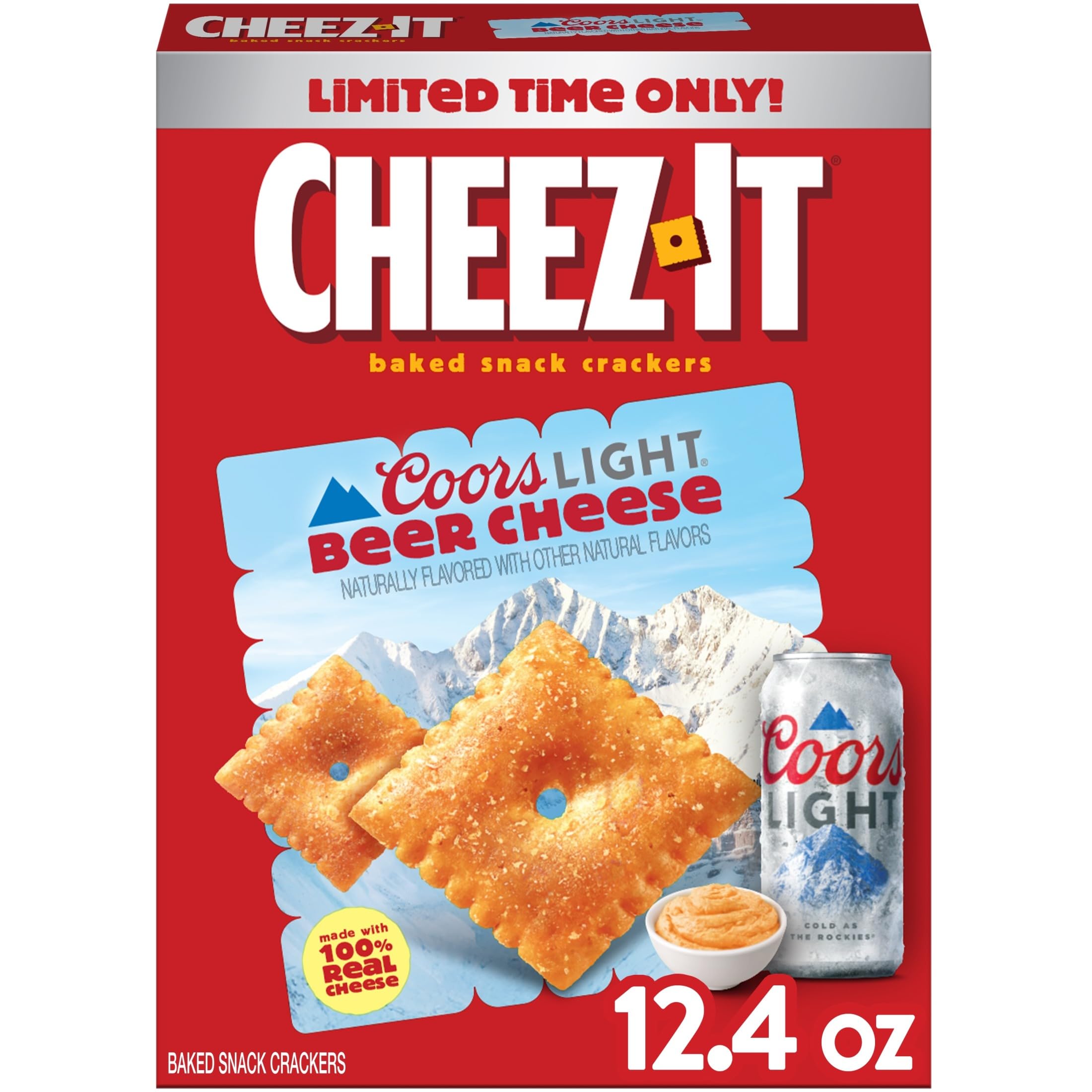 Cheez-It Coors Light Beer Cheese, Baked Snack Crackers, Party Snacks, 12.4oz Box