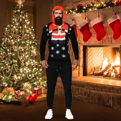 Christmas Hoodies Suit Patchwork Outfit 