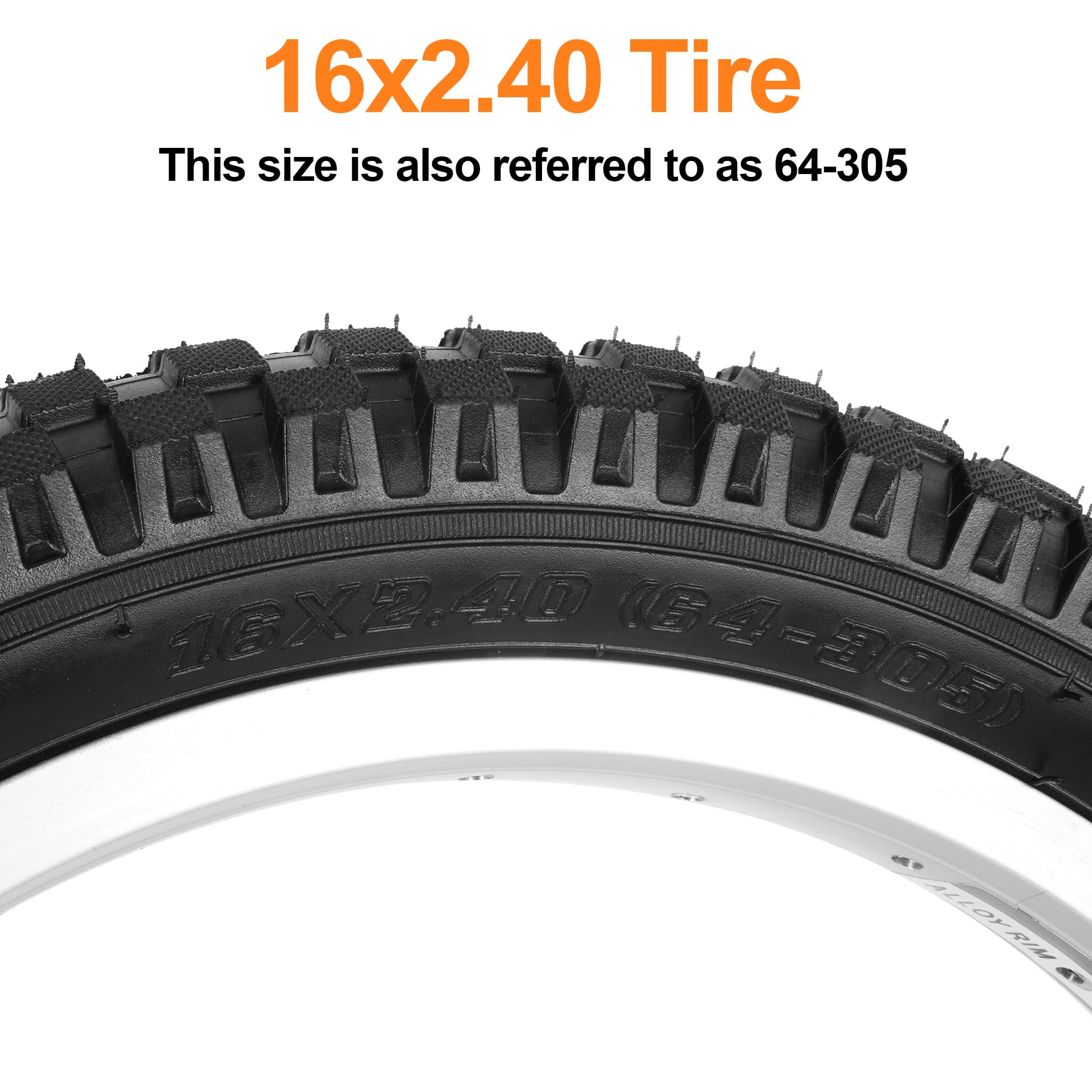 APEXRUN Kids Bike Tire & Tube Replacement Set - 2 Pack 16x2.125" Folding Tires With Inner Tubes, Rim Strips & Levers