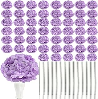 104 Pcs Purple Hydrangea Artificial Flowers with Stems, Faux Hydrangeas Lavender Silk Full Flower Heads for Wedding Home Decor Centerpieces Garden Party Decoration