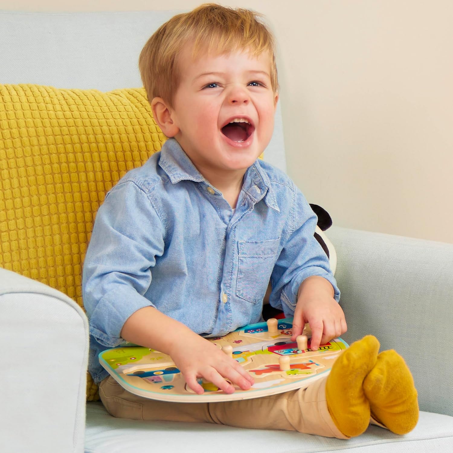 B. toys – Peg Puzzles 2 – Pack – Farm Animals & Sea Treasures – Wooden Peg Puzzles – 8 Pieces Each – Classic Toys for Toddlers, Kids – 18+ Months