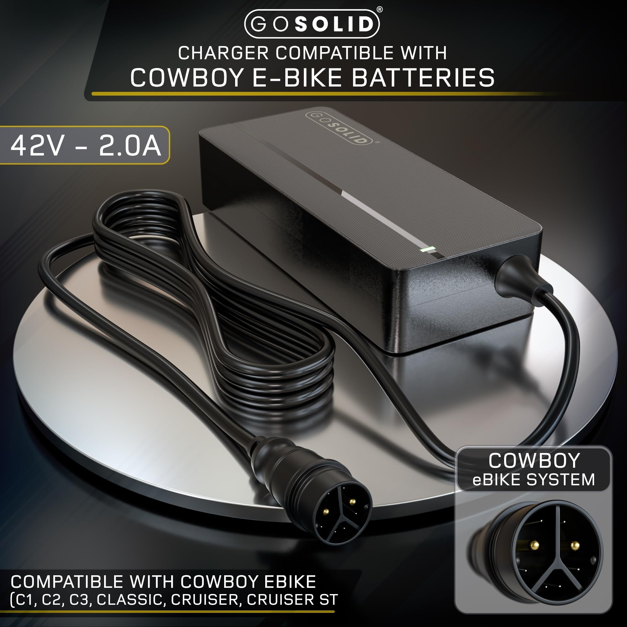 GO SOLID! Ładowarka 42 V kompatybilna z Cowboy C1, C2, C3, C4, Classic, Cruiser i Cruiser ST