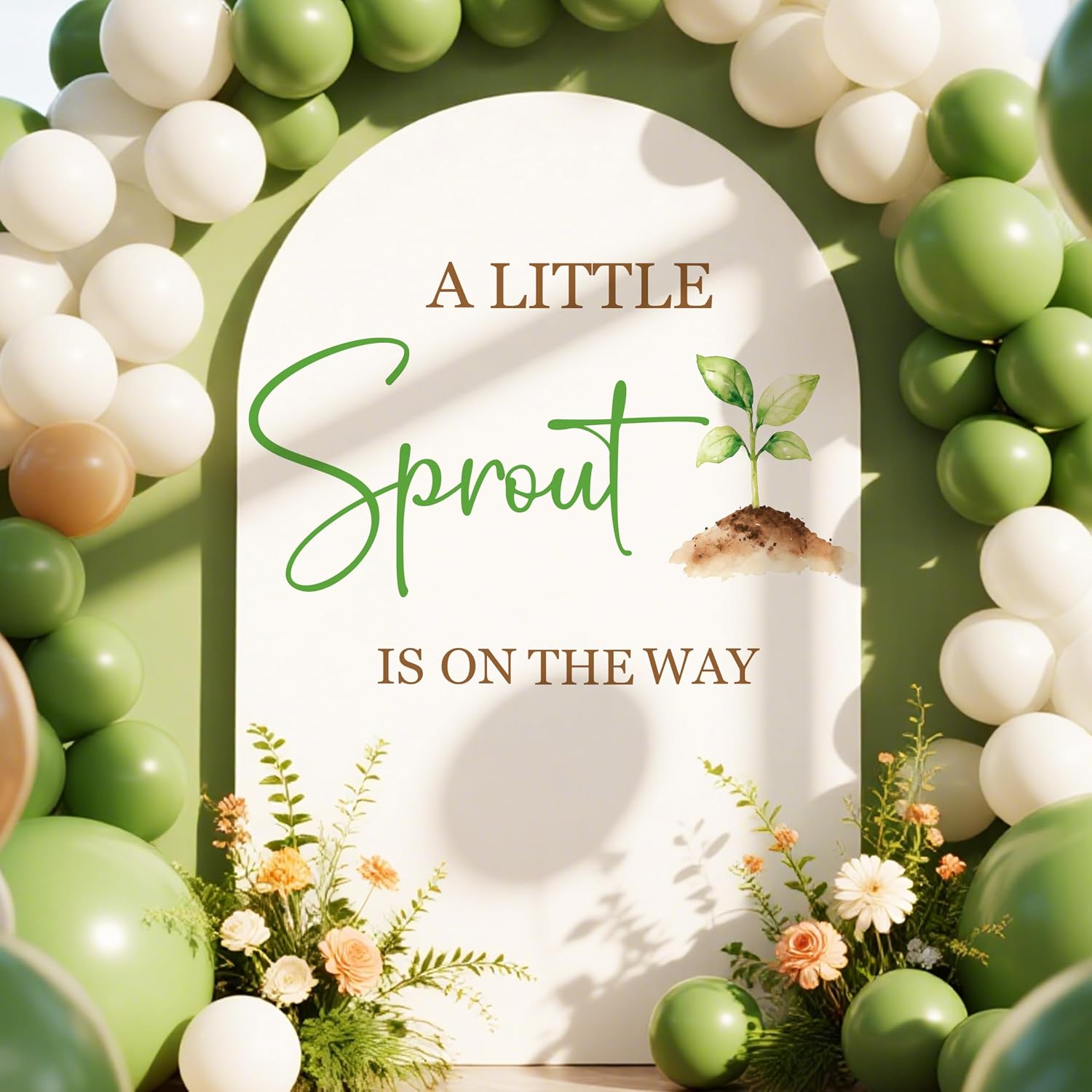 A Little Sprout is on the Way Decal Baby Shower Party Decoration Balloon Arch Backdrop Gender Reveal Party Decoration Supplies