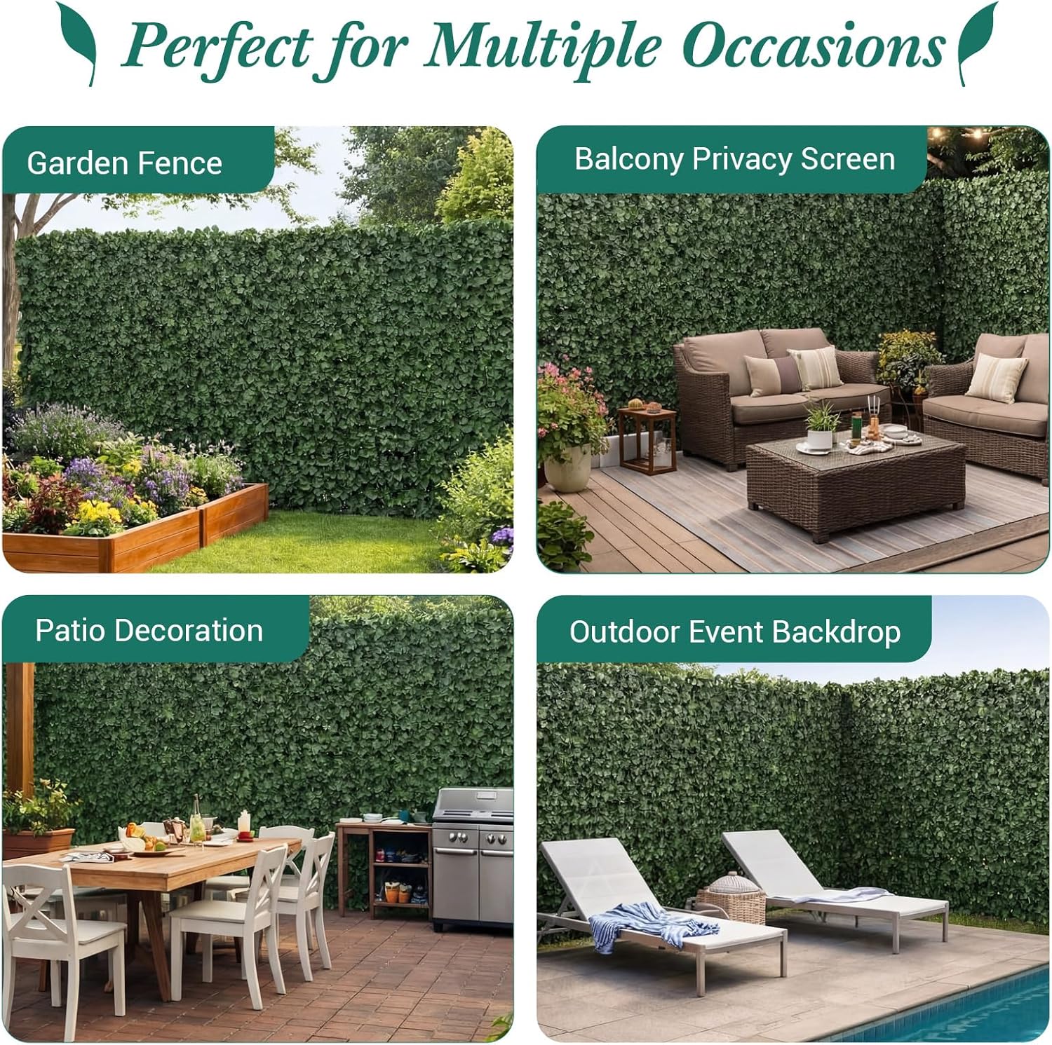 Colingmill 96 x 118 Inch Large Artificial Ivy Privacy Fence, Faux Ivy Vine Leaf Fence Panels with Mesh Cloth Backing, Greenery Privacy Fencing Wall Screen for Outdoor Garden, Yard, Balcony Decoration