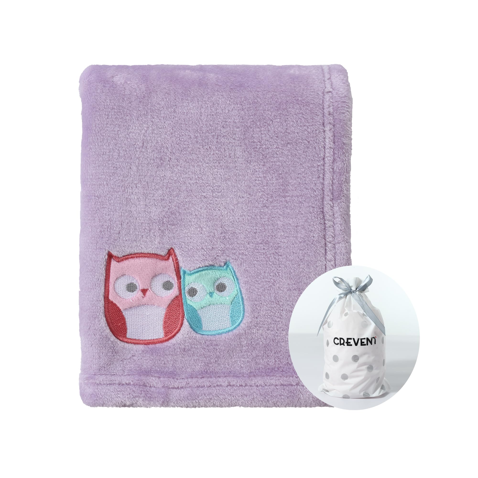 CREVENT, Copertina per bambini in caldo pile, soffice e confortevole, per culla e passeggino, unisex,75cmX100cm (lavanda, motivo con giraffa)