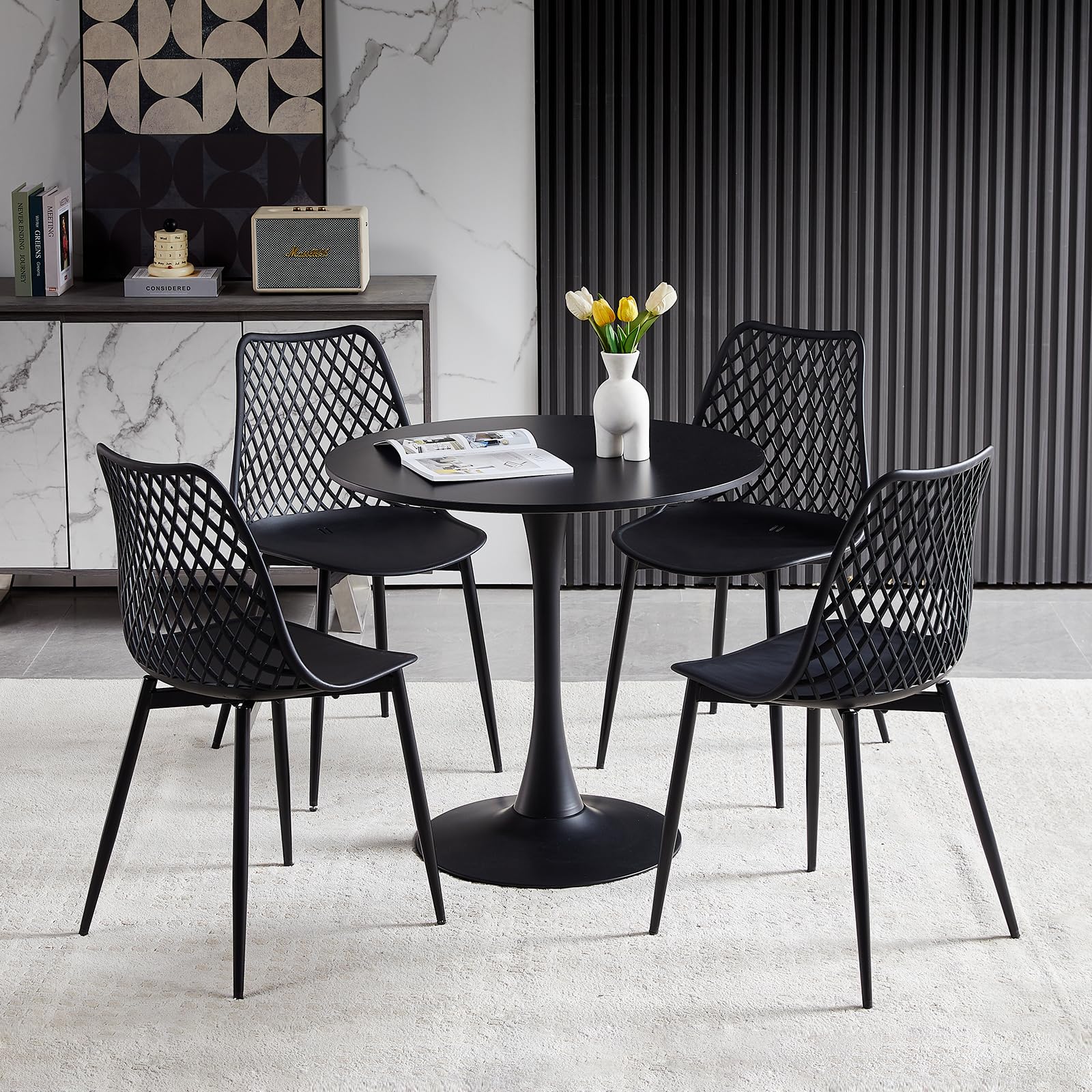 buybyroom moderne eettafel 70x70 keukentafel kleine eettafel vierkante tafel met metalen poten geschikt voor woonkamer eetkamer balkon, wit