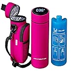 4ALLFAMILY Nomad Medium Pro Insulin Cooler Travel Case - TSA Approved Medicine Cooler with Biogel Ice Pack & Temp Display - Portable Diabetic Cold Case with Insulated Medicine Bag - Medium Pro Pink