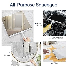 AmazerBath Squeegee for Shower Glass Door, Shower Squeegee for Glass Doors - All-Purpose Squeegee with Hook for Shower Doors, Windows, Mirrors, Tiles and Car Glass, 12 Inches