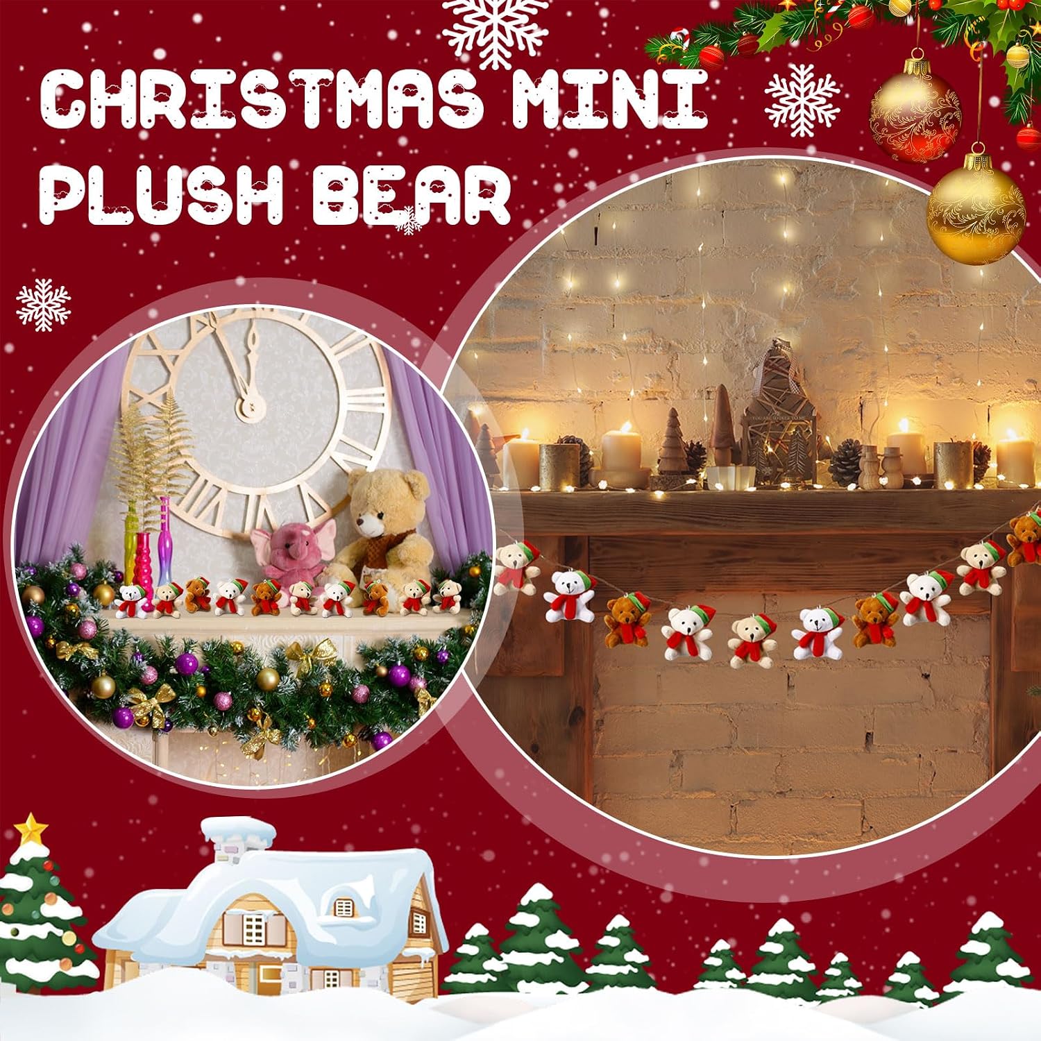 Hiboom 40 Pieces Christmas Stuffed Animal Bear Christmas Small Plush Cute Bear Stuffed Animals Xmas Toys for Birthday Decorations Party Favors (Plush,Cute Style) image 5