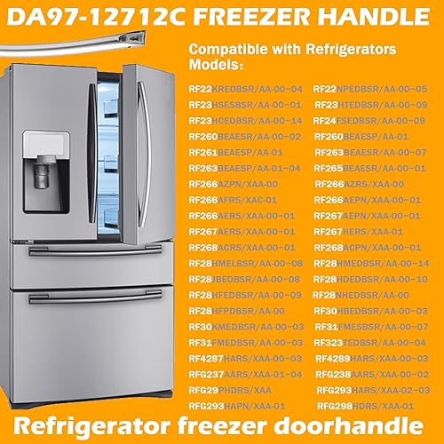 Miniatura 3 de DA97-12712C - Manija de congelador compatible con puerta Samsung, reemplazo de manija de puerta de congelador Samsung, compatible con RF28HMEDBSR