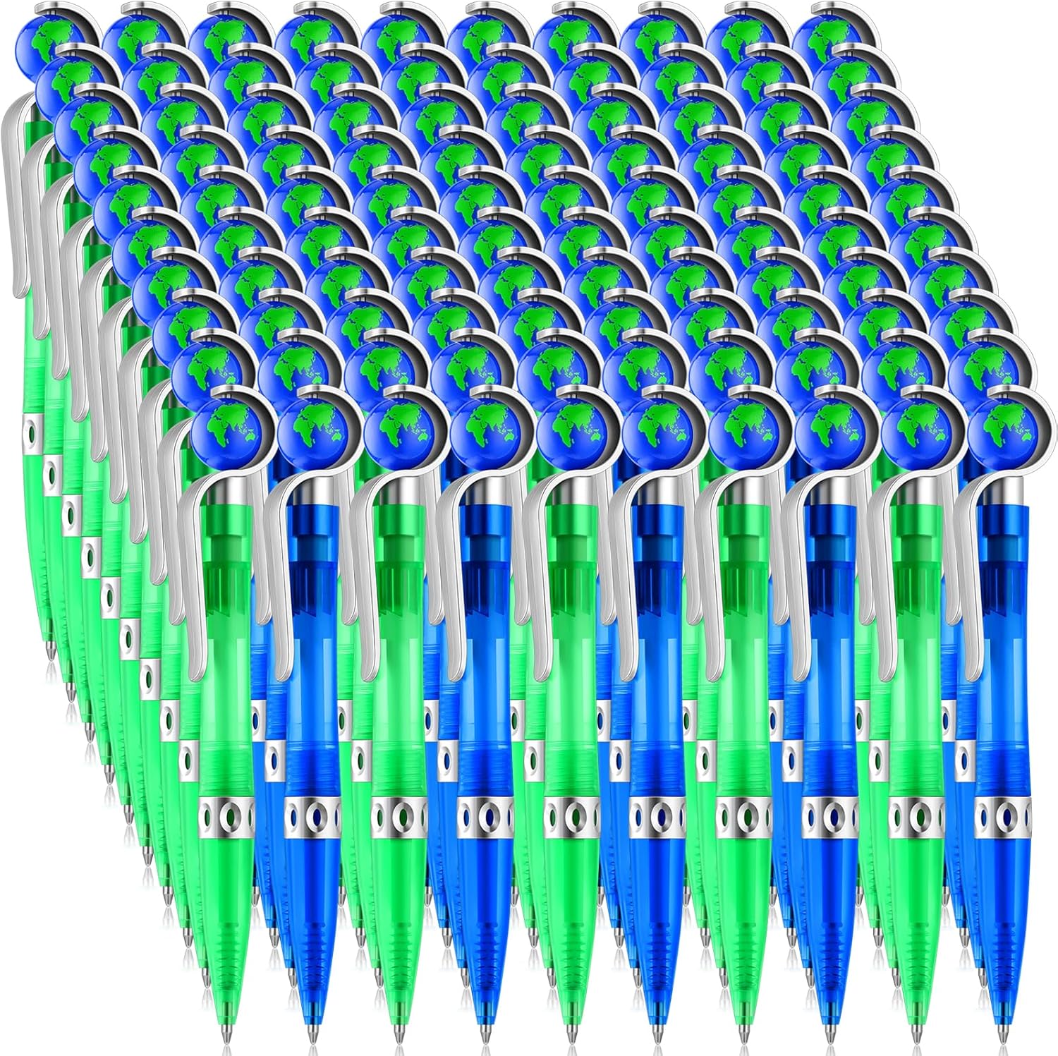 Teling 100 Pcs Earth Retractable Cute Globe Pens Bulk 1.0 mm Tellurion Shape Earth Day Black Ink World Ballpoint Pens for Adults Accessories Office Decoration Supplies